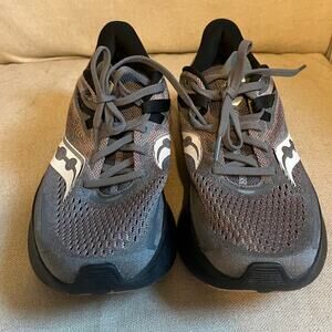 Saucony Ride 15 Women Gray/Purple Athletic Running Shoes 8.5 PWRRUN